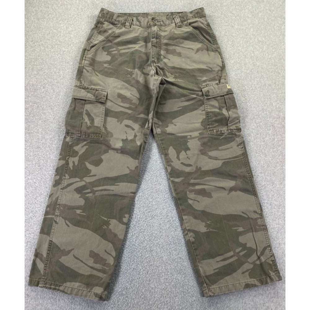 Wrangler Camo Cargo Pants Men's 32x32 Straight Leg Green Outdoor Hunting 70LEWCS